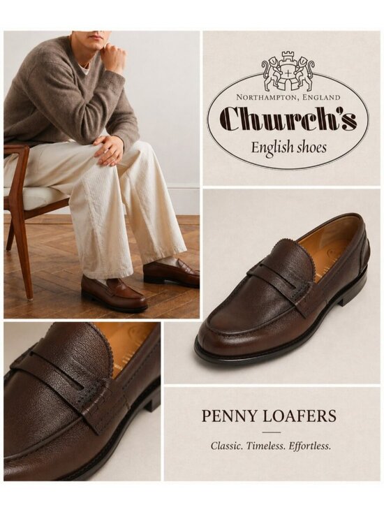 Church\'s Pembrey Brown Leather Penny Bit Loafers Shoes Mens UK 10 F US 11 EU 44 main image 9